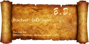 Bacher Dénes névjegykártya